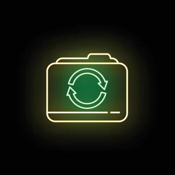 Folder refresh computing system neon glowing icon vector