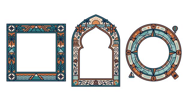 Three frames with decorative patterns vector