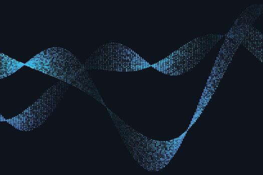 Dynamic digital waveform with blue binary data flow vector