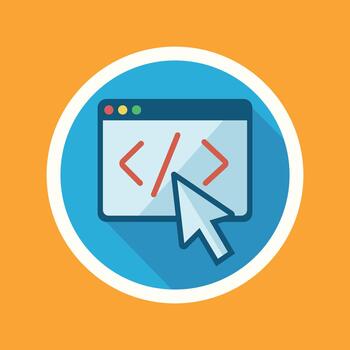 web desarrollo icono presentando código sintaxis ventana y computadora ratón cursor vector