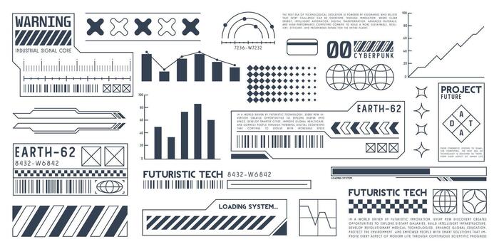 futurista hud interfaz elementos y digital datos visualización conjunto vector