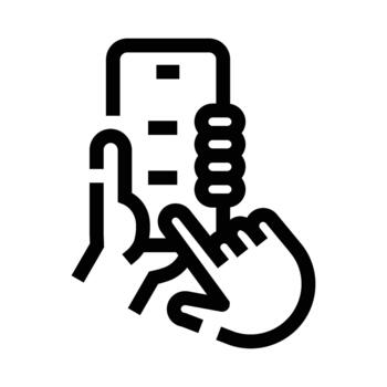 Hand using mobile with application interface vector