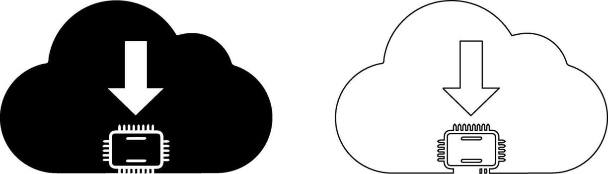 Cloud computing and data download concept with microchip vector
