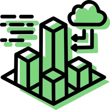 Data analytics icon with cloud integration vector