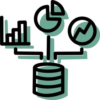 base de datos estructura y datos análisis icono vector