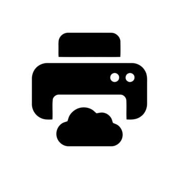 Cloud printing icon representing remote document processing and web data vector
