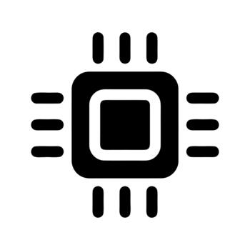 Central processing unit chip icon for electronic hardware computing vector