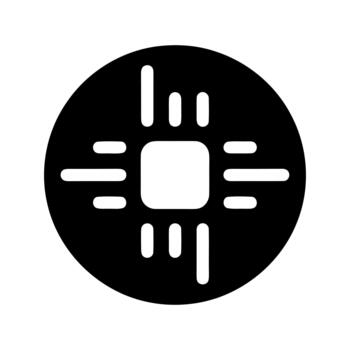 Digital microprocessor chip icon for computing and data processing vector