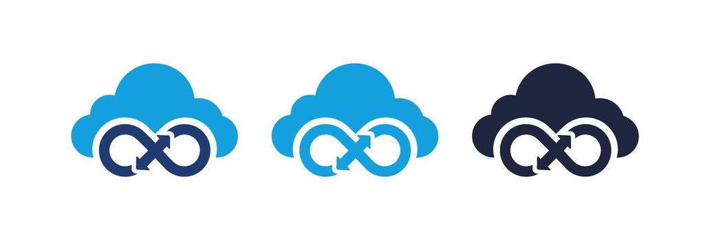 Cloud Computing Infinity Loop Logo Set Representing Continuous Integration and Data Storage. vector