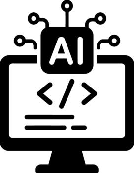 AI code generation icon with artificial intelligence programming assistant vector