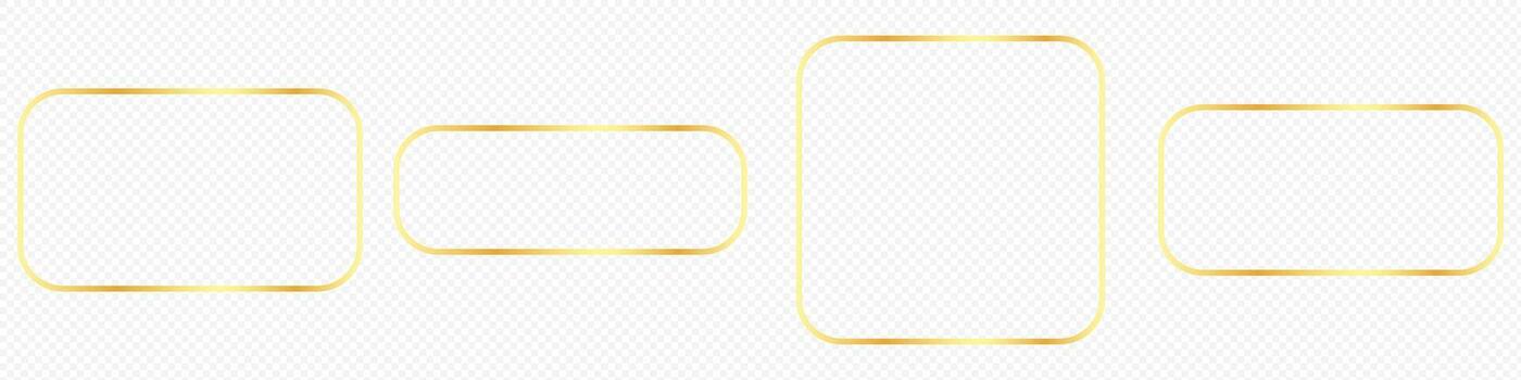 Golden rectangular frames with rounded corners. vector