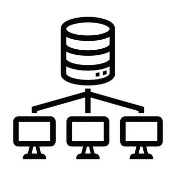 Database server with multiple computer monitors vector
