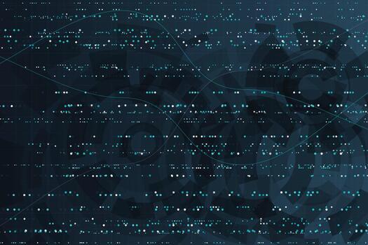 Abstract digital data network with glowing binary code patterns blue neon vector