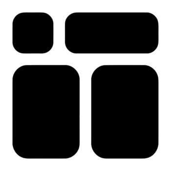 sencillo negro redondeado rectángulo cuadrícula diseño interfaz elemento icono vector
