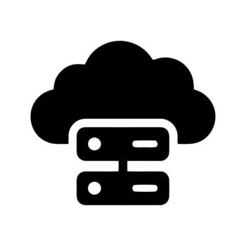 Black Cloud Computing Server Icon With Solid Silhouette Shape vector