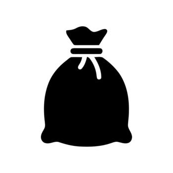 Solid Black Simple Drawstring Bag Icon Shape vector