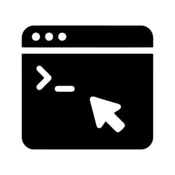 Black Command Line Interface Window with Cursor Icon vector