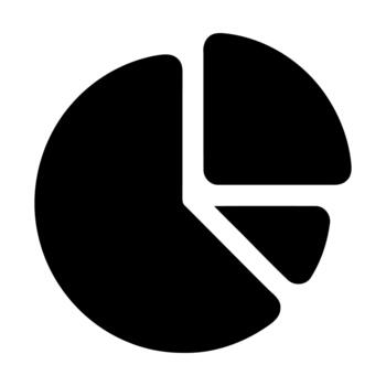 Solid Black Pie Chart Segment Icon Representing Data Analysis vector