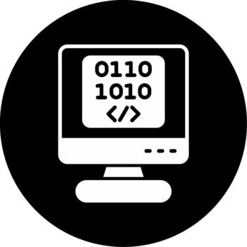 Coding Practice Session Glyph Circle Inverted vector