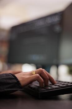 sistema ingeniero escritura programación idioma en computadora, utilizando base de datos código a desarrollar servidor interfaz, Lanza libre descifrador analizando html guión trabajando en eso desarrollo agencia. foto