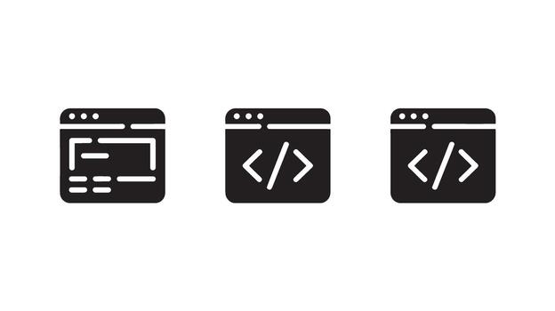 Web Development Icons Set for Coding Technology Backgrounds vector