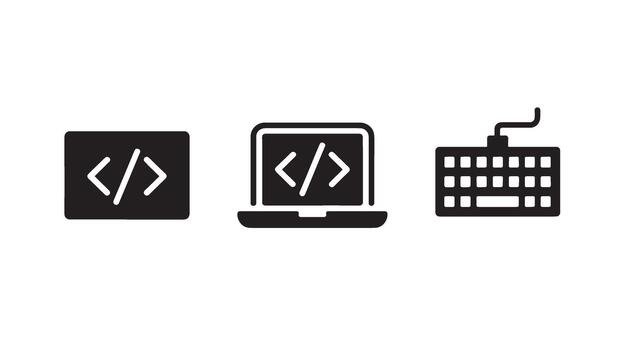 Coding and Programming Icons Set for Web Development and Software Projects vector