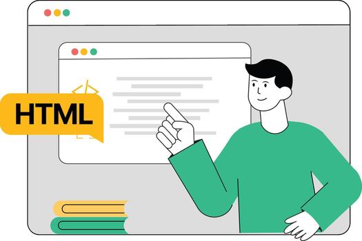 Teaching HTML Code and Web Development vector