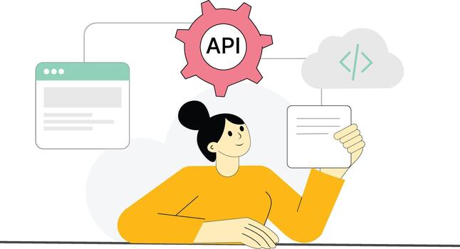 Cloud Computing, API Integration, and Web Coding vector