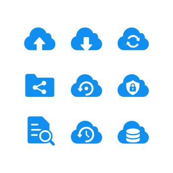 Cloud Computing Storage and Data Network Solid Icons vector