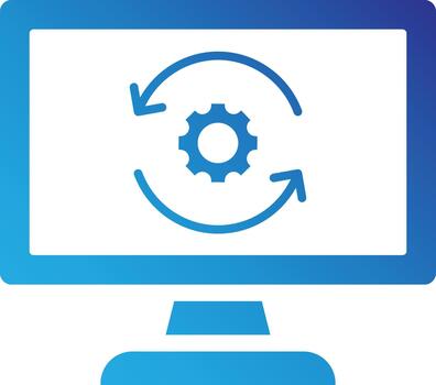 escritorio computadora software proceso icono plano degradado estilo vector