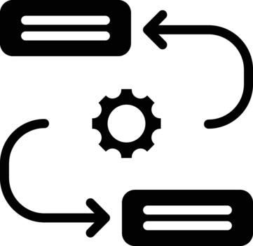 entrada Procesando salida secuencia icono plano negro estilo vector