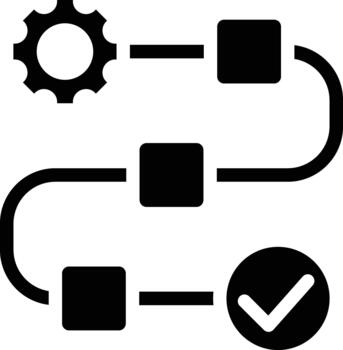 secuencial flujo de trabajo tarea Progreso icono plano negro estilo vector