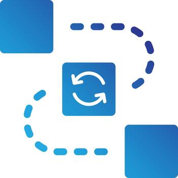 nodo a nodo datos sincronización icono plano degradado estilo vector