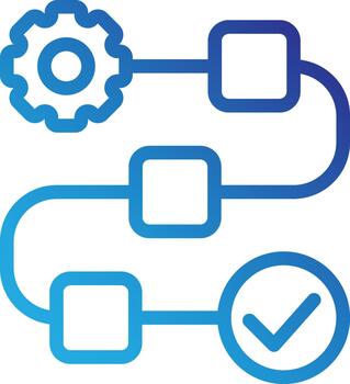 secuencial flujo de trabajo tarea Progreso icono línea degradado estilo vector