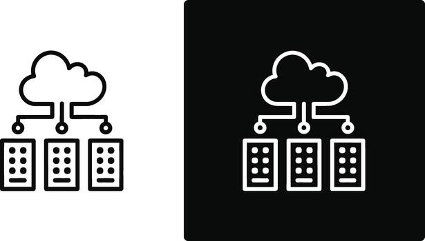 nube informática servidor red en dos variaciones vector