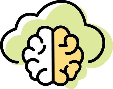 nube informática inteligente cerebro datos icono vector