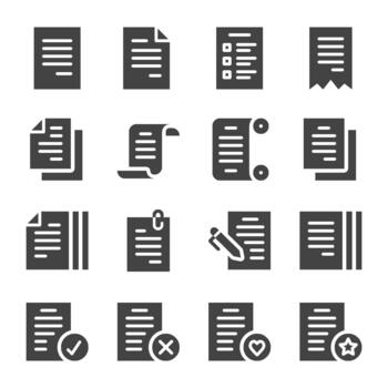 document solid icon set vector