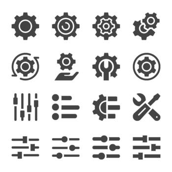 ajuste sólido icono conjunto vector