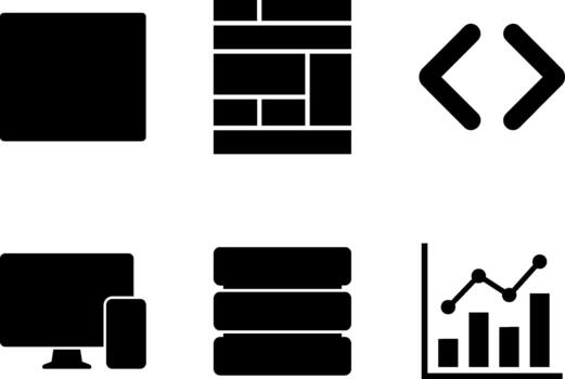 Block grid code chart storage icon set vector