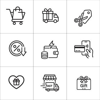 completar mi comercio esenciales icono conjunto vector
