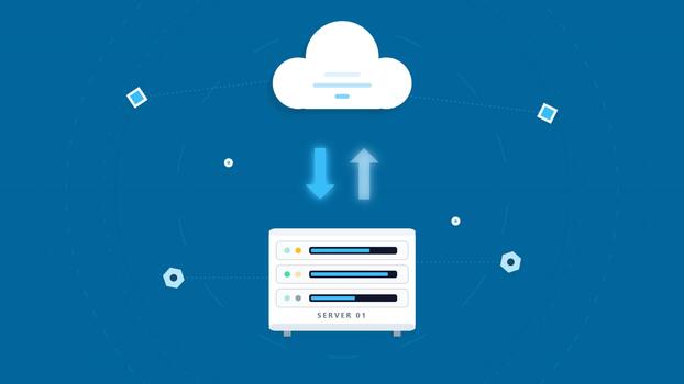 animerad moln datoranvändning data synkronisering mellan server och moln video