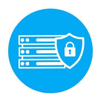 Data Security, server with shield. Cyber security vector