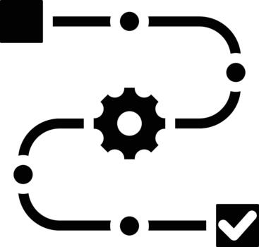 automatizado flujo de trabajo camino sólido icono vector