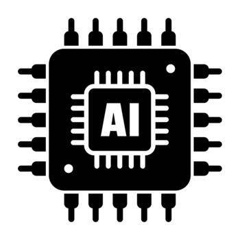 AI Processor Chip Microchip Semiconductor Technology Solid Icon vector