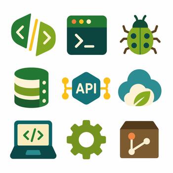Code Development Icons Set for Software Api Database and Cloud Tools vector