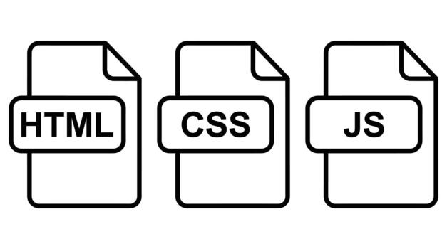 Web development file format collection in flat linear style, hypertext markup, styling, scripting, data, and code vector