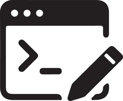 código editor con lápiz icono para software desarrollo programación y fuente código edición vector