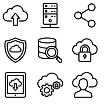 conjunto de iconos de computación en la nube vector