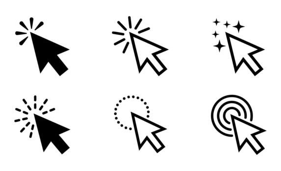 ratón cursor icono colocar. computadora puntero flechas para web interfaz vector