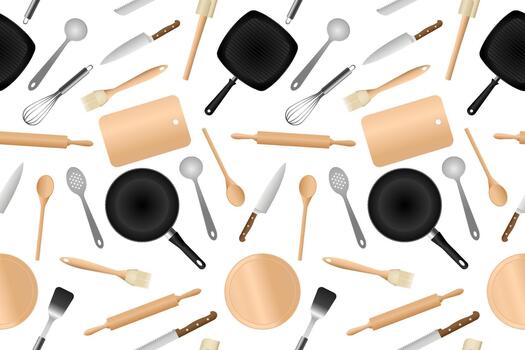 Kitchen tools seamless pattern vector